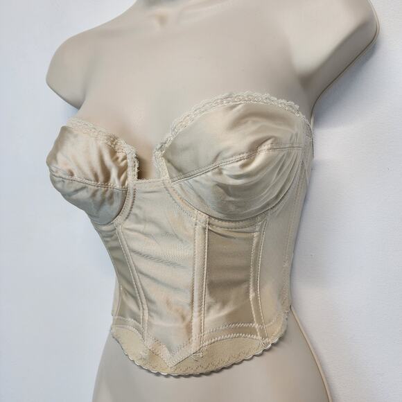 Vintage Backless by Young Smoothie Nude Bustier Corset Size 36B Coquette Strouse - Picture 3 of 10